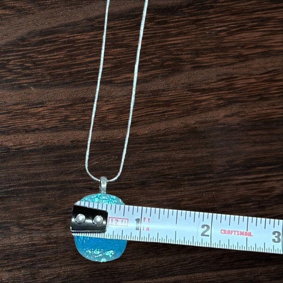 *Handmade Glittery Glass Pendant 18” Stainless Steel Necklace - Picture 2 of 8